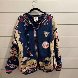 Vintage 80's Together Vintage Chunky Hand Knit Sweater, XL